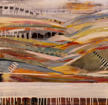 "Rolling Hills", 24x24", acrylic/canvas/white frame