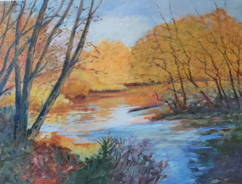 "Down River", 22x30", acrylic on board