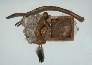 "Guardian", 14x10", sculpture, found materials