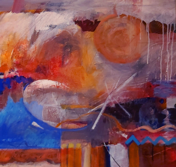 "The Sun Peeks Through", 24x24", acrylic/board