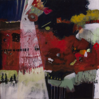 "Emerging", 30x30", Acrylic/mixed drawing media/canvas