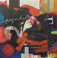 "Seeing Red", 30x30" , acrylic on canvas