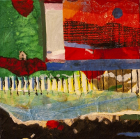 "On the Verge", 12x12", acrylic/collage/canvas, $250.00