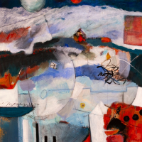 "Strange World", 24x24", acrylic/board