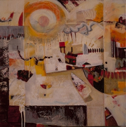 Sun's Up, acrylic/canvas, 30x30.", Nancy Farrell
