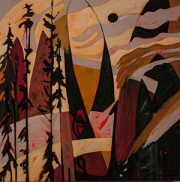 acrylic abstract landscape; yukon landscape;30x30inches on canvas