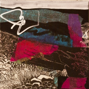 weathercomingup, collage/canvas, 12x12"