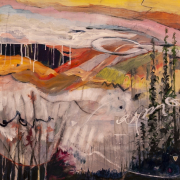 The Land Remains, 24x24", acrylic/board, Nancy Farrell