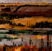 Nancy Farrell; Yukon Strata, 30x30", acrylic/canvas